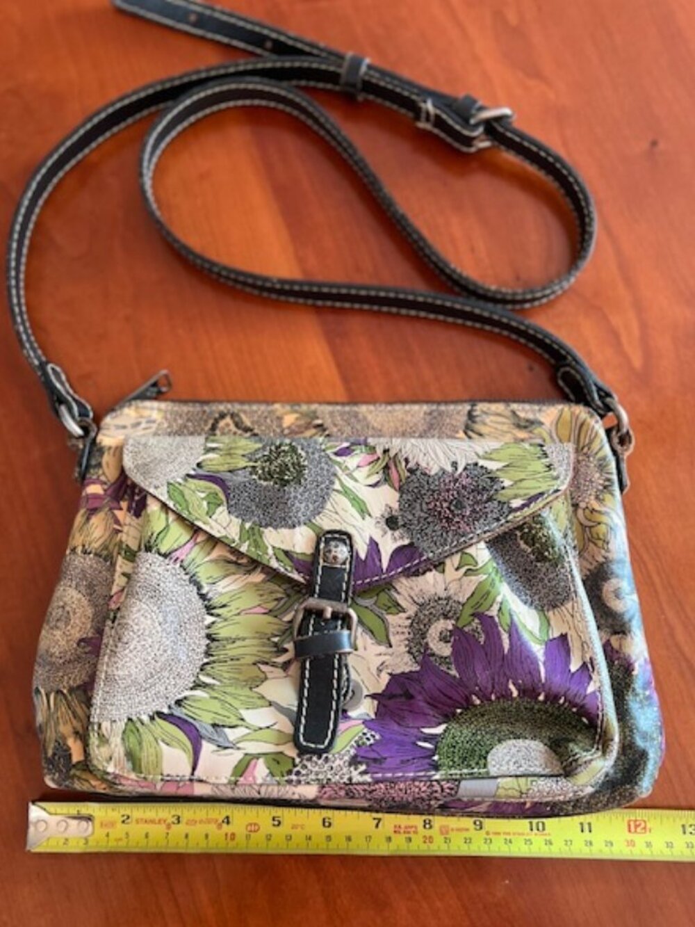 Patricia Nash Avellino Floral Leather Crossbody Bag Buckle Purse - Picture 11 of 15